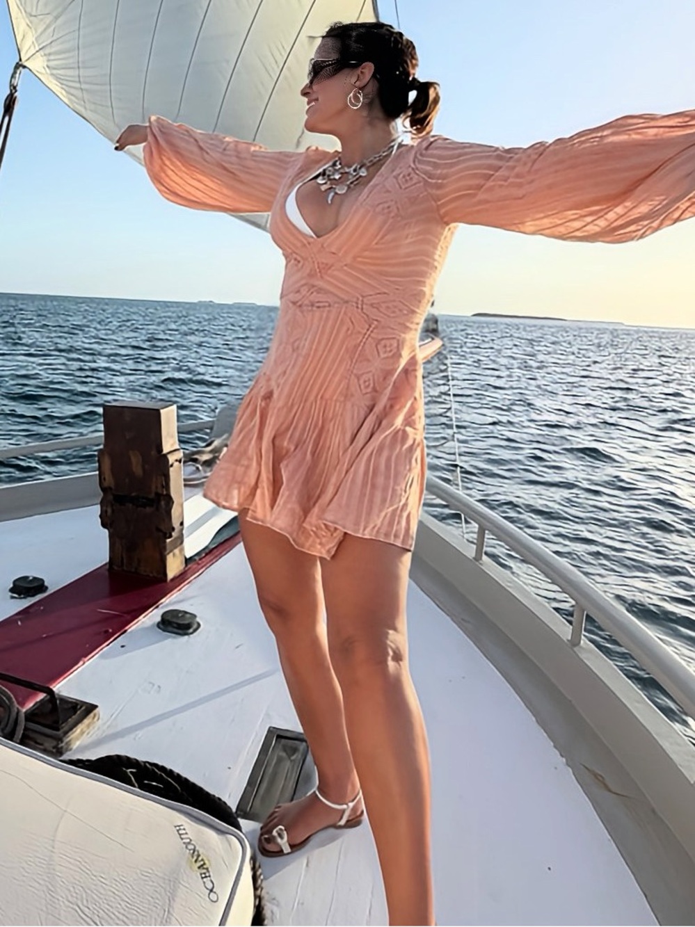 Free People Blush Pink Long-Sleeve Mini Dress
